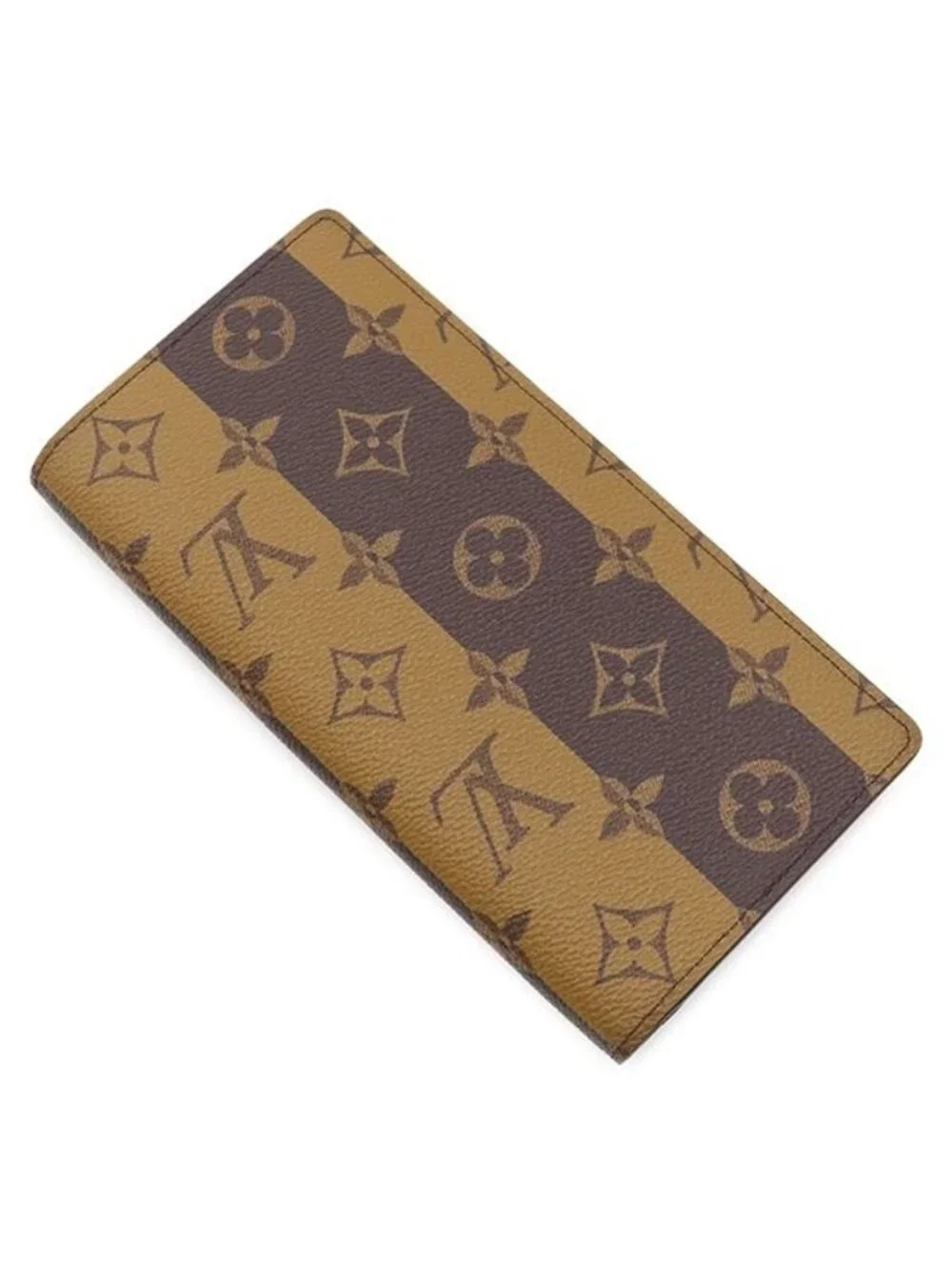Louis Vuitton Wallet Portefeuille Brazza Monogram Canvas Stripe Gold NIGO